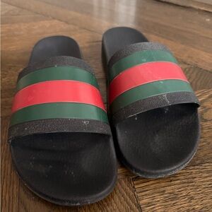 Gucci Black and Green Slide Sandals